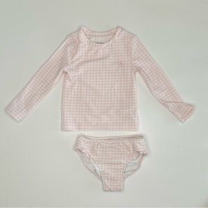 Ralph Lauren Light Pink Gingham Kids Rashguard Set